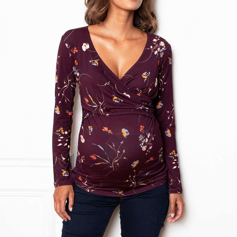 Top allaitement manches longues motif floral