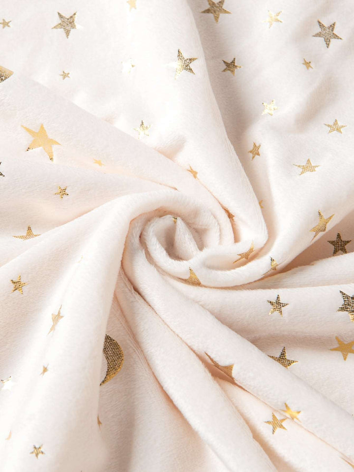 Couverture d'emmaillotage bébé blanche motifs étoiles