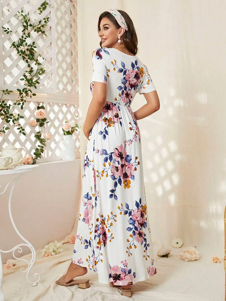 Robe longue de grossesse imprimé floral