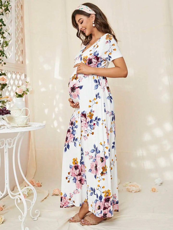 Robe longue de grossesse imprimé floral