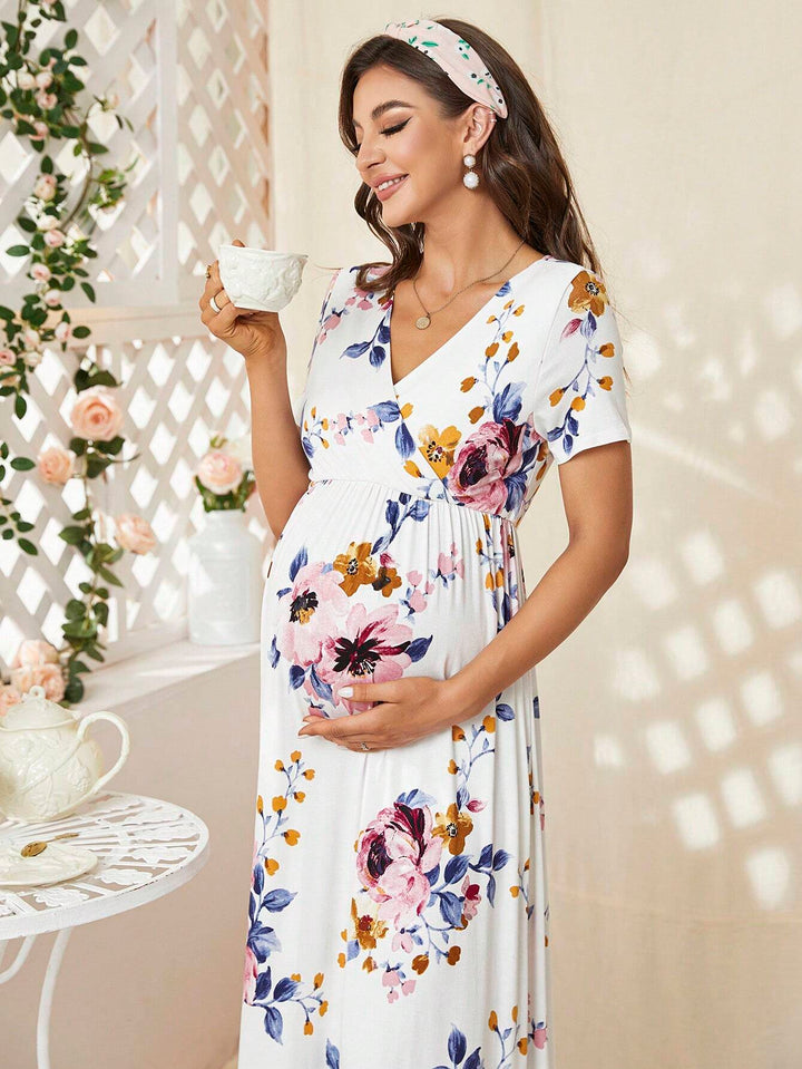 Robe longue de grossesse imprimé floral