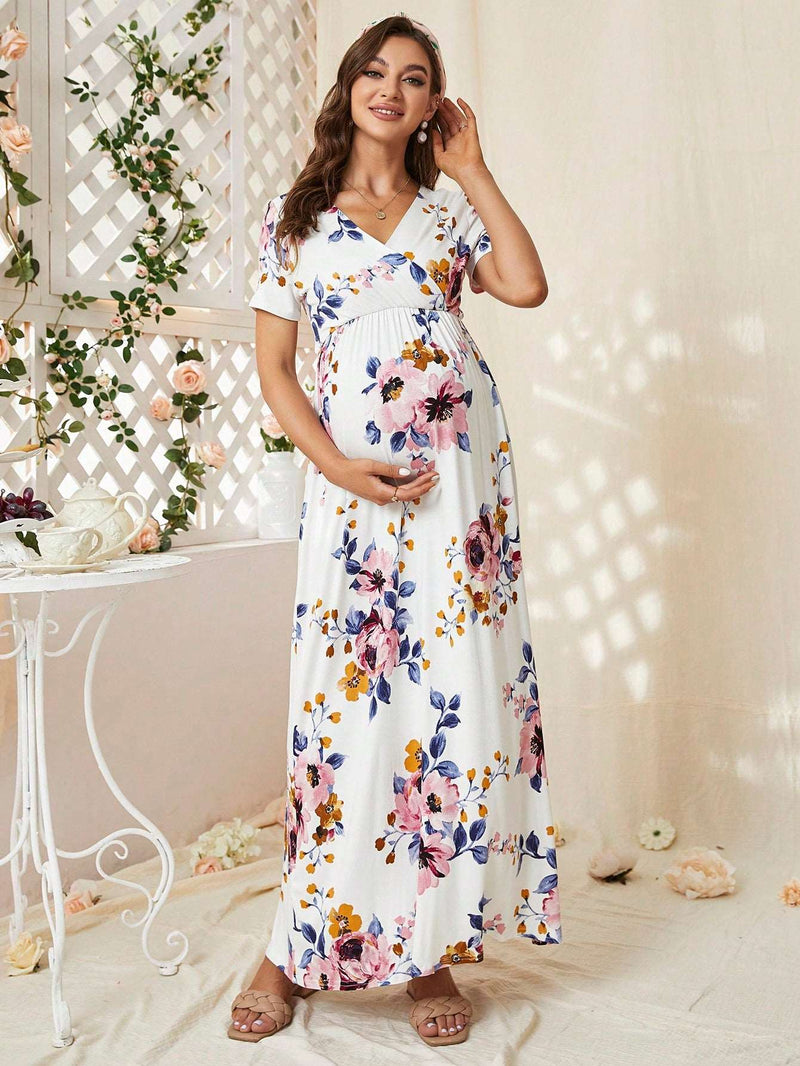 Robe longue de grossesse imprimé floral