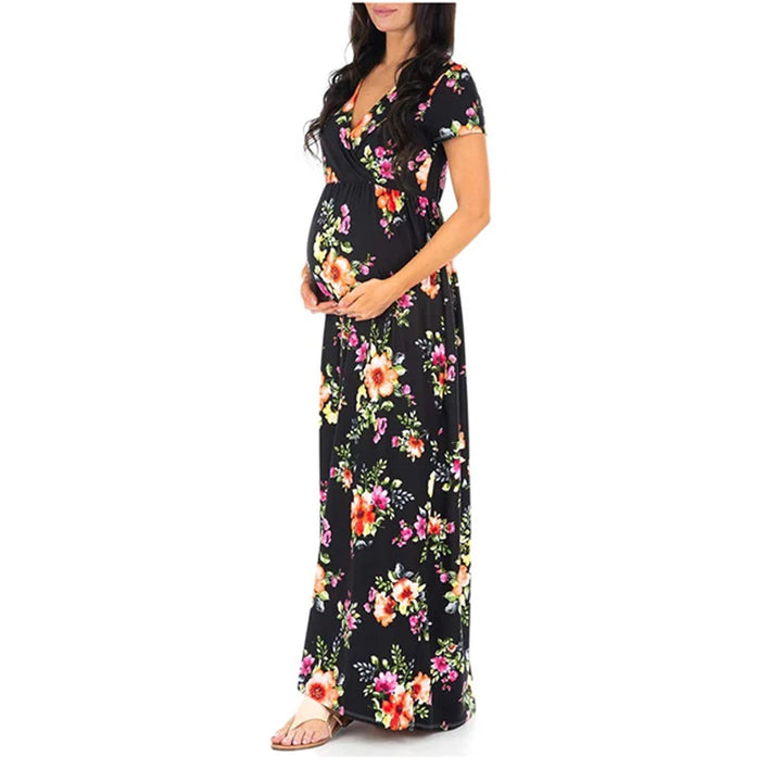 Robe de grossesse manches courtes imprimé floral