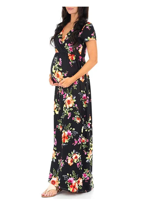 Robe de grossesse manches courtes imprimé floral