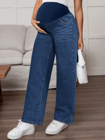 Jean de grossesse coupe droite jambes larges