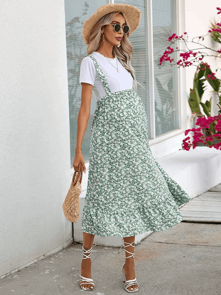 Robe de grossesse à bretelles imprimé floral