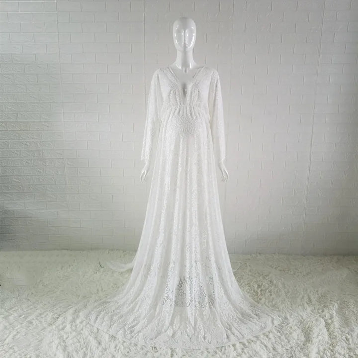 Robe longue en dentelle shooting