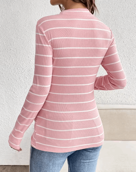 Top de grossesse côtelé à rayures
