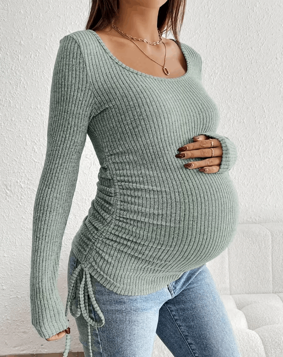 Top de grossesse plissé à nœud