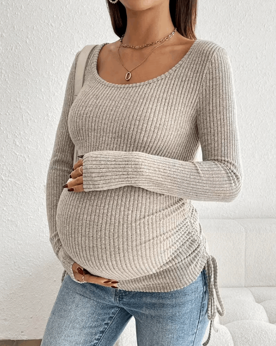 Top de grossesse plissé à nœud