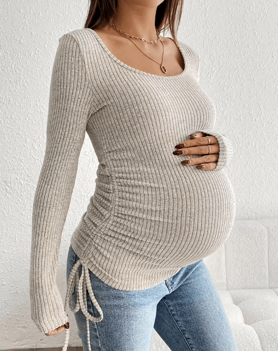 Top de grossesse plissé à nœud