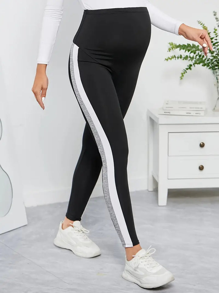 Legging de grossesse bande blanche grise Anna Lia