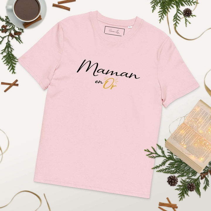 T-shirt en coton "maman en or" noir