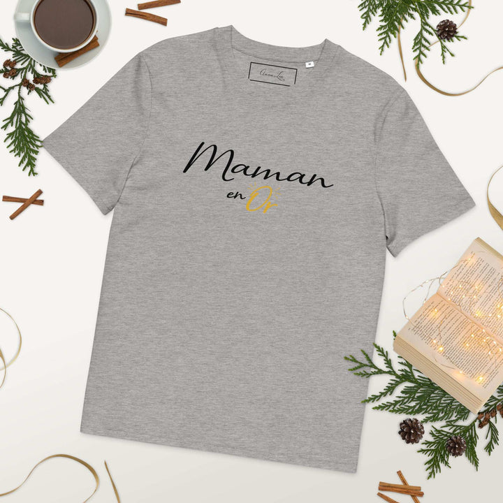 T-shirt en coton "maman en or" noir