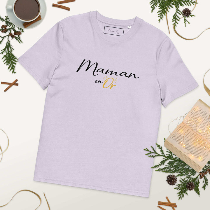 T-shirt en coton "maman en or" noir