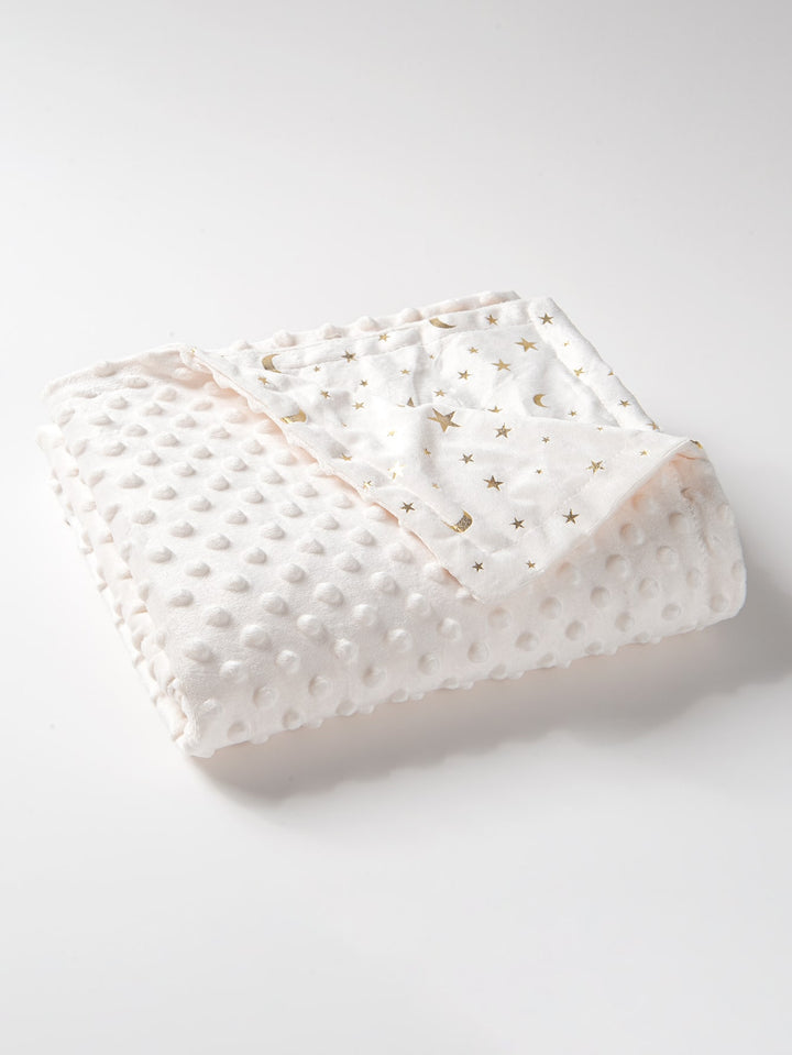 Couverture d'emmaillotage bébé blanche motifs étoiles