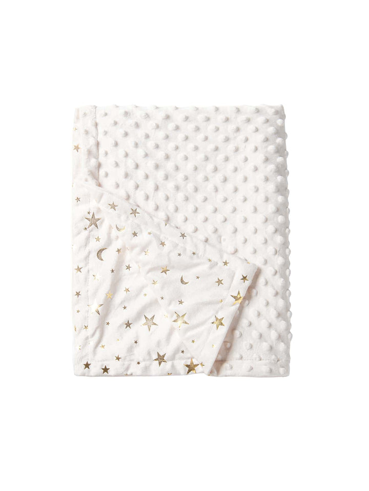 Couverture d'emmaillotage bébé blanche motifs étoiles