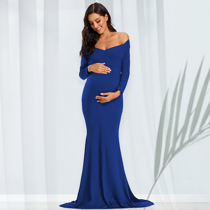 Robe de soirée maternité (épaules dénudées)