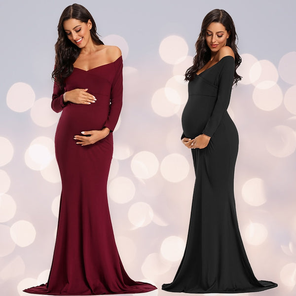 Robe de soirée maternité (épaules dénudées)
